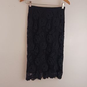 J. Crew black lace pencil skirt size 2